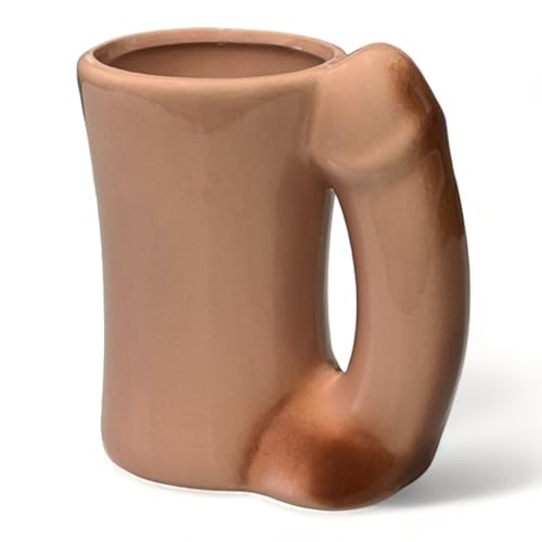 MIJOMA Porzellan Tasse mit Penis-Henkel | Kaffeebecher mit Witz | Schmunzelgarant fürs Büro | Origineller Henkelbecher Penis | 14 x 8.5 cm von MIJOMA