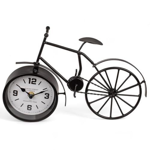 MIJOMA Retro-Fahrrad-Tischuhr in Schwarz, Metall, 31,5 x 6 x 20 cm – Einzigartiges Design als Eyecatcher in jedem Zuhause, Ideal für Vintage-Liebhaber von MIJOMA