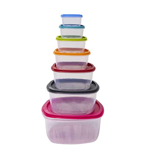 MIJOMA Set Frischhaltedosen Gefrierdosen Vorratsdosen für Lebensmittel, mit Deckel, BPA-frei, Lebensmittelecht, geeignet für Mikrowelle, und Gefrierschrank (7 Dosen quadratisch) von MIJOMA