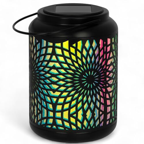 MIJOMA Solar-Laterne 18 cm, Metall schwarz, warmweißes LED-Licht, Mandala-Lichtspiel, Solarpanel mit Auto-Ein/Aus & Tragehenkel – Outdoor-Windlicht für Garten, Balkon & Terrasse MIJOMA Solar-Laterne 18 cm, Metall schwarz, warmweißes LED-Licht, Mandala-Lichtspiel, Solarpanel mit Auto-Ein/Aus & Tragehenkel – Outdoor-Windlicht für Garten, Balkon & Terrasse von MIJOMA