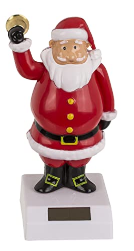 MIJOMA Solarwackelfigur Bewegliche Figur Weihnachtsmann mit Klingel, Wackelfigur Solarfigur Santa Weihnachten für Büro Schreibtisch Weihnachtsdekoration 14cm von MIJOMA