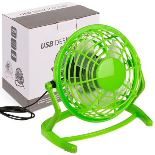 MIJOMA Tischventilator mit USB-Anschluss – kompakter Mini-Ventilator für Büro & Zuhause, geräuscharm & energieeffizient, 15 x 14,5 cm (Grün) von MIJOMA
