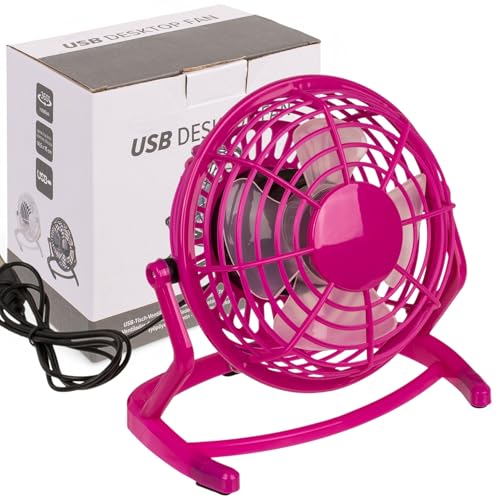 MIJOMA Tischventilator mit USB-Anschluss – kompakter Mini-Ventilator für Büro & Zuhause, geräuscharm & energieeffizient, 15 x 14,5 cm (Pink) von MIJOMA