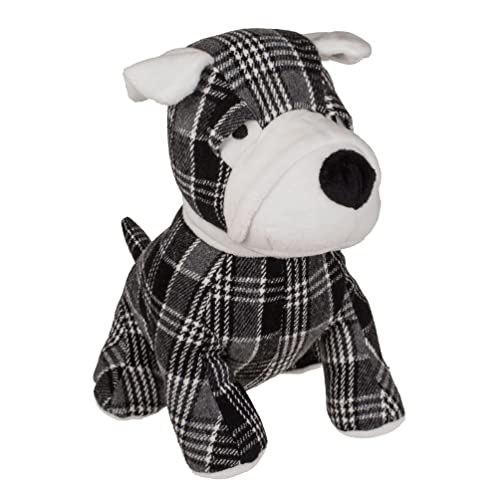 MIJOMA Türstopper Türpuffer Türsack aus Stoff Plüsch, 1kg schwer gefüllt, Lustiges Hingucker-Design für eine stilvolle Dekoration (Hund - schwarz weiß kariert) von MIJOMA