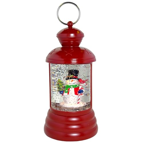 MIJOMA Weihnachtliche LED Laterne Schneekugel aus Glas, Zauberhafter Schneewirbeleffekt, Warmweißes Licht, Batteriebetrieben, 22cm, Flexibel Platzierbar, Advents-Dekoration (Schneemann) von MIJOMA