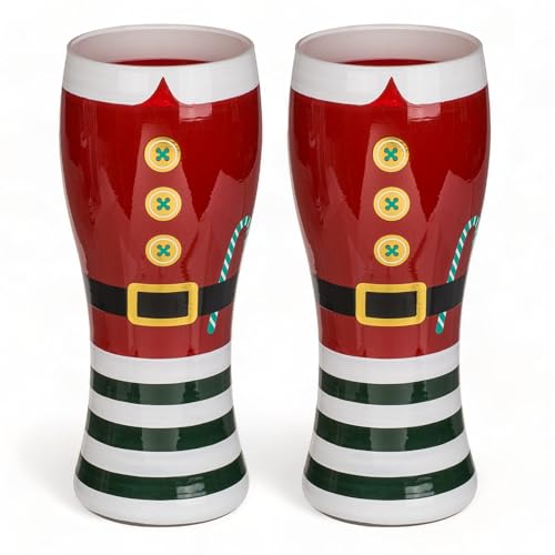 MIJOMA Weihnachts-Gläser im Santa-Design, 2er-Set - Exklusive, trendbewusste Weihnachtsdeko mit Stil und Charme für stilvolles Feiern und Dekorieren. (Biergläser - 460 ml) von MIJOMA