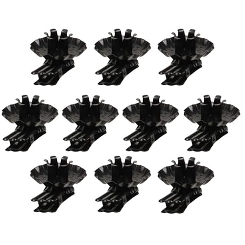 MIJOMA Weihnachtsbaumkerzenhalter Zapfenform Clips, 10 Stück Set - Hochwertige Metall Baumklemmen mit Kugelgelenk - Tropfschutz-Teller inklusive - Zapfen für Weihnachtsbaumkerzen (Schwarz) von MIJOMA