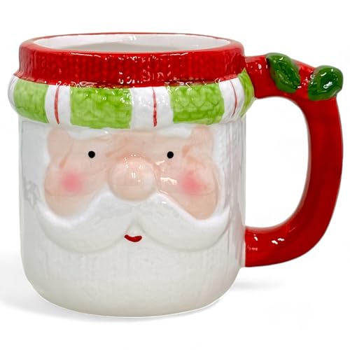 MIJOMA Weihnachtstasse – Bezaubernde Keramik-Tasse mit weihnachtlichem 3D-Design – Perfekt für Heiß- & Kaltgetränke – 300ml – Teetasse Kaffeebecher und Küchendekoration (Weihnachtsmann) von MIJOMA