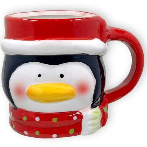 MIJOMA - Weihnachtstasse | Bezaubernde Keramik-Tasse mit weihnachtlichem Design für warme Momente | Perfekt für Heiß- & Kaltgetränke | 350ml (Pinguin) von MIJOMA