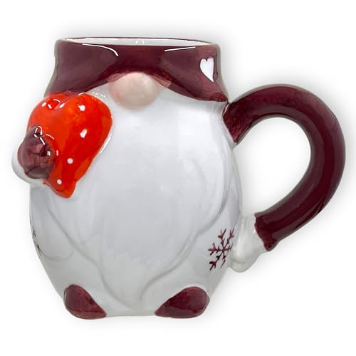 MIJOMA - Weihnachtstasse | Bezaubernde Keramik-Tasse mit weihnachtlichem Design für warme Momente | Perfekt für Heiß- & Kaltgetränke | 350ml (Wichtel rot) von MIJOMA