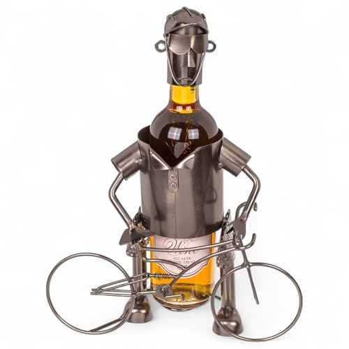 MIJOMA Weinflaschenhalter Fahrradfahrer aus Metall – Deko-Weinständer für 1 Flasche, Handarbeit, originell für Radfahrer, Flaschenhalter Eisen, 25x13x20,5 cm MIJOMA Weinflaschenhalter Fahrradfahrer aus Metall – Deko-Weinständer für 1 Flasche, Handarbeit, originell für Radfahrer, Flaschenhalter Eisen, 25x13x20,5 cm von MIJOMA