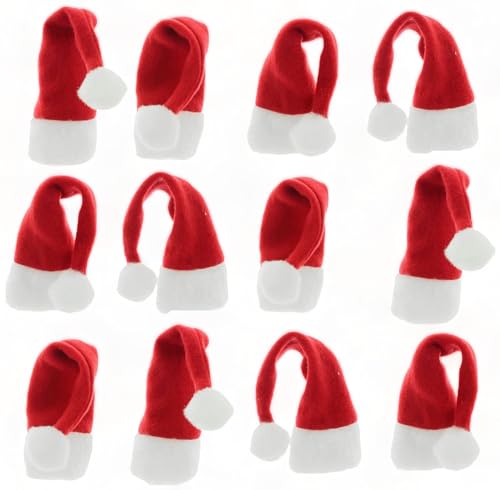 MIJOMA Zauberhafte Mini-Weihnachtsmützen, dekorative Flaschen-Mützen & Bastel-Accessoire, ideal zum Verschönern von Geschenken & Süßigkeiten für eine Bezaubernde Weihnachtszeit (12 Stück) von MIJOMA