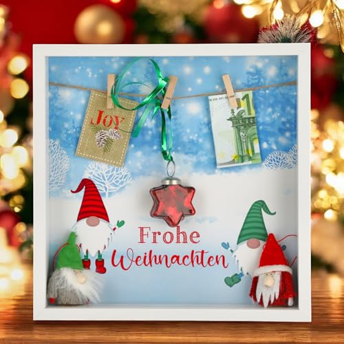 MIJOMA Zauberhaftes Weihnachten Geldgeschenk im märchenhaften weißen Bilderrahmen, Süße Wichtel Szene, Perfekte Geldgeschenkverpackung, DIY Freude, 28cm Märchenwelt, Qualität in MDF MIJOMA Zauberhaftes Weihnachten Geldgeschenk im märchenhaften weißen Bilderrahmen, Süße Wichtel Szene, Perfekte Geldgeschenkverpackung, DIY Freude, 28cm Märchenwelt, Qualität in MDF von MIJOMA