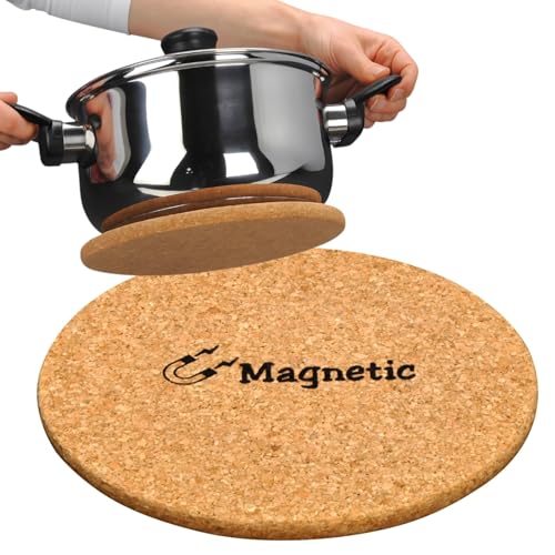 MIJOMA magnetischer Topfuntersetzer aus Kork Ø 21 cm – hitzebeständig, rutschfest, schützt Oberflächen vor Hitze & Kratzern – Pfannenuntersetzer mit Magnet von MIJOMA