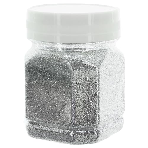 Schimmernder Glitzerpuder Glitzer-Pulver zum Basteln und Verzieren von Karten, hohe Reflexion, bunter Glitter für Kunsthandwerk Wandgestaltung Dekorationen (silber, 115g) von MIJOMA