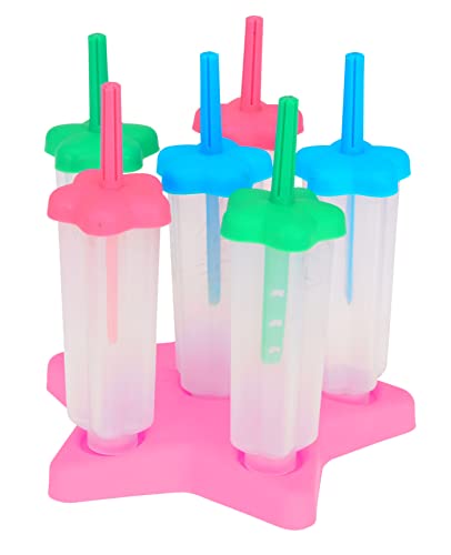 Set Eisformen Eislutscherform Eis am Stiel Form Eis-Pop Macher Popsicle-Form Ice Lolly Mold mit Sticks und Halterung, BPA Frei Lebensmittelqualität wiederverwendbar (Sternchen-Eisform) von MIJOMA