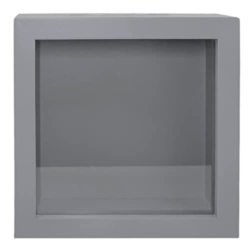 Spardose Sparbüchse 3D-Bilderrahmen mit transparenter Frontscheibe, Geschenk Sparschwein, Verpackung für Geldgeschenk (Blanko - grau, Rechteckig) von MIJOMA