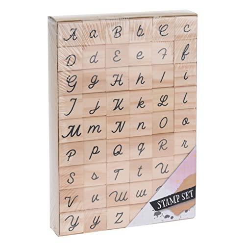 Stempel-Set Buchstaben klein, Letter Stamps Buchstabenstempel A bis Z Groß- & Kleinbuchstaben, 54 ABC Stempel Holz, Gestalten von Briefen Karten Basteln von MIJOMA