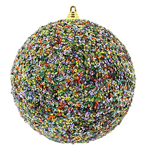 Weihnachtskugel Christbaumkugel mit mehrfarbigen Pailletten und Perlen verziert, Weihnachtsdekoration Weihnachten-Deko Winter-Deko (Ø 8 cm) von MIJOMA