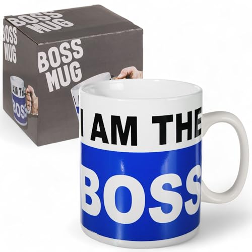 MIJOMA Boss Tasse XL – Große Kaffeetasse für Büro & Zuhause, lustiger Becher „I Am The Boss“, ca. 1000 ml, Geschenkidee (Boss Mug) von MIJOMA