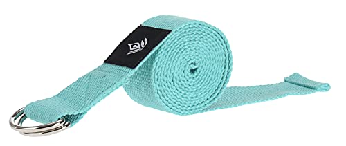 Yoga-Gurt Yoga Strap mit D-Ring Verschluss aus Metall für Pilates, Yoga, Fitness Training, Dehnungen, 180 x 3,8 cm (Mintgrün) von MIJOMA