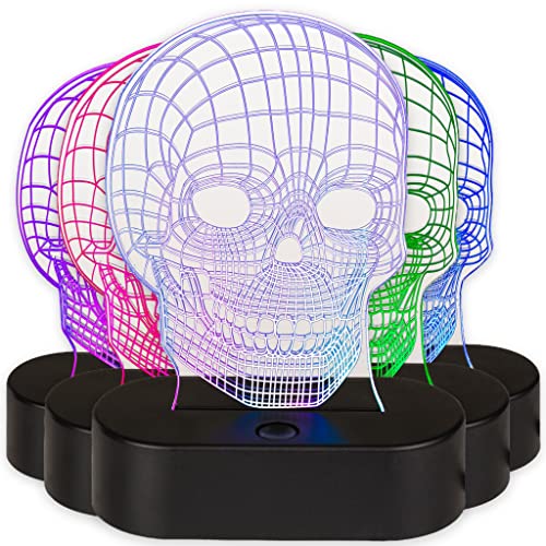 MIK funshopping 3D-Leuchte Nachtlicht 3D Effekt-Lampe mit Farbwechsel, 20cm hoch (Totenkopf) von MIK funshopping