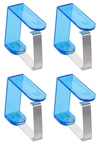 MIK funshopping 4-teiliges Set Tischdeckenklammern Tischdeckenhalter Tischtuchhalter Tischabdeckungsklemmen aus Edelstahl Tischtuch-Clips für draußen Garten (Acryl Blau) von MIK funshopping