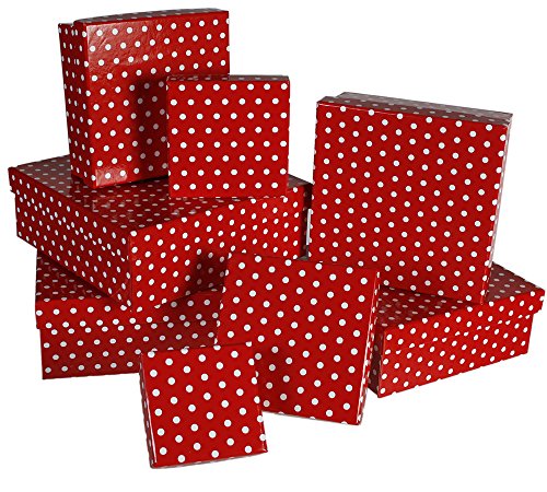 MIK Funshopping Geschenkschachtel Set RED DOTS - 8 Schachteln von Out of the blue