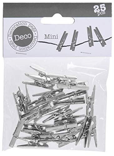 Mini-Klammern Mini-Wäscheklammern, Größe 30 mm, ideal zum Basteln, zur Tisch-Dekoration, Geschenkklammern für Geschenktüten, Geschenkkarten, Mini Zierklammern für Fotos (25 Stück, Silber metallic) Mini-Klammern Mini-Wäscheklammern, Größe 30 mm, ideal zum Basteln, zur Tisch-Dekoration, Geschenkklammern für Geschenktüten, Geschenkkarten, Mini Zierklammern für Fotos (25 Stück, Silber metallic) von MIK funshopping