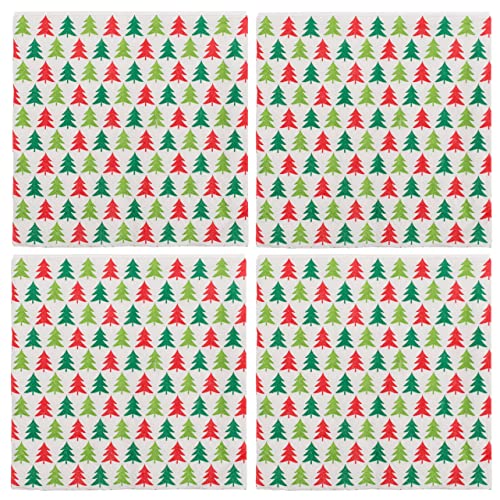 Papierservietten Servietten-Set 3-lagig Größe 33 x 33 cm (4 Pckg. Tannenbäume rot-grün) von MIK funshopping