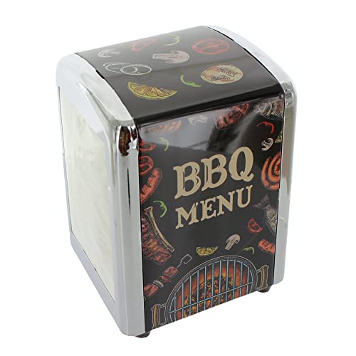 Serviettenspender Serviettenhalter mit Diner Retro-Design, ca. 14 x 10 cm, inkl. 60 Servietten (BBQ Menu) von MIK funshopping