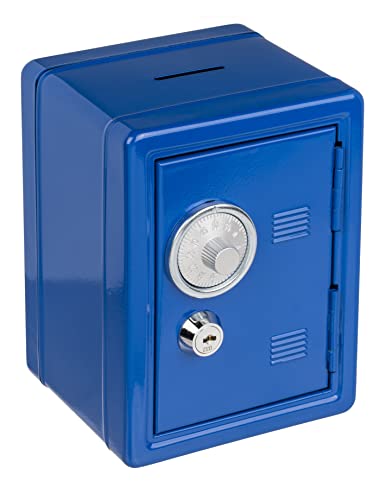 Spardose Tresor Tresorschrank Safe aus lackiertem Metall mit Kombinationsschloss & Schlüssel 16 x 11,5 x 10 cm (Blau) von MIK funshopping