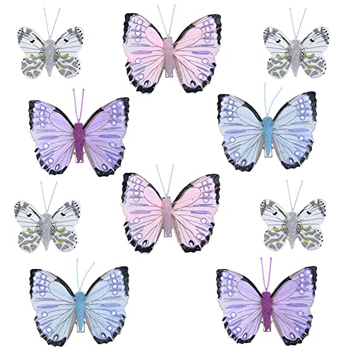 Deko-Schmetterlinge mit Clip zur farbenfrohen Dekoration (10-teiliges Set, Pastellfarben) von MIK funshopping