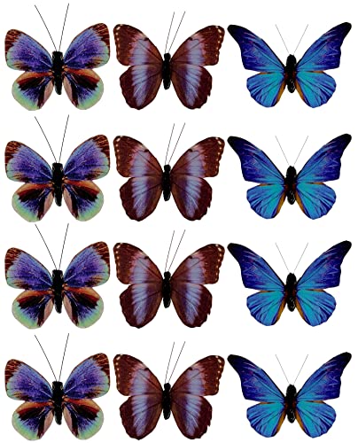 Deko-Schmetterlinge mit Clip zur farbenfrohen Dekoration (12-teiliges Set, blau-violett) von MIK funshopping