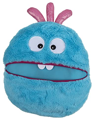 MIK funshopping Kuschelkissen Plüschkissen mit Monstergesicht und Reißverschluss-Mund als Zettelversteck, Velvetplüsch weich Soft, Ø30cm (Türkis) von MIK funshopping