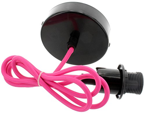 MIK funshopping Lampenfassung mit Textilkabel und Deckenbaldachin Pendant LAMP Cable pink von MIK funshopping