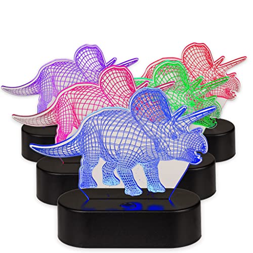 MIK funshopping 3D-Leuchte Nachtlicht 3D Effekt-Lampe mit Farbwechsel, 20cm hoch (Triceratops) von MIK funshopping