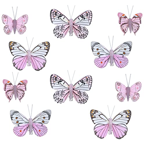 MIK funshopping Deko-Schmetterlinge mit Clip zur farbenfrohen Dekoration (10-teiliges Set, zartrosa-weiß) von MIK funshopping