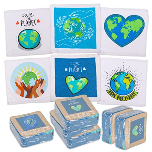 MIK funshopping Magisches Handtuch Waschlappen Sets - Mitgebsel, Kindergeschenk, Tombola (6er Set Save The Planet) von MIK funshopping