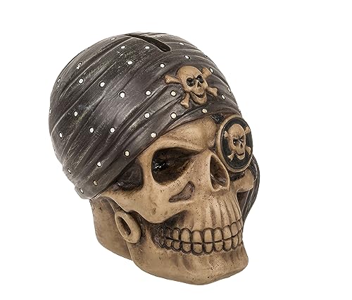 MIK funshopping Spardose im Totenkopf-Design - Sparbüchse perfekt zur stilvollen Aufbewahrung Deiner hart erarbeiteten Schätze und als Dekoration in Deinem Zimmer. (Schädel Pirat) von MIK funshopping
