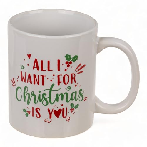 MIK funshopping Weihnachtstasse | Hochwertige Keramik-Tasse mit weihnachtlichem Design | Ideal für Heiß- & Kaltgetränke | (I want for Christmas 300ml) von MIK funshopping