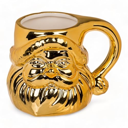 MIK funshopping Weihnachtstasse | Hochwertige Keramik-Tasse mit weihnachtlichem Design | Ideal für Heiß- & Kaltgetränke | Glossy Santa gold 380ml von MIK funshopping