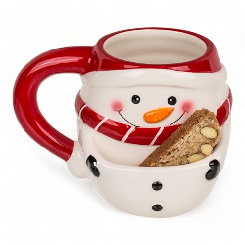 MIK funshopping Weihnachtstasse | Hochwertige Keramik-Tasse mit weihnachtlichem Design | Ideal für Heiß- & Kaltgetränke | Schneemann mit Keksfach 450ml von MIK funshopping