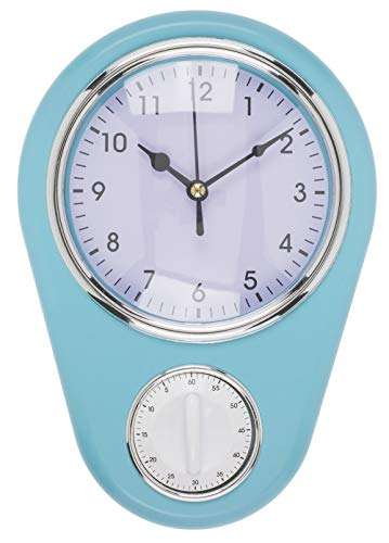 Retro Küchen-Wanduhr Vintage Kitchen TIME mit 60-Minuten Küchentimer (Hellblau) von MIK funshopping