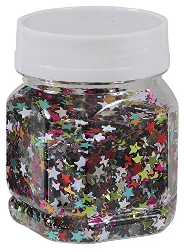 Stern-Konfetti Sternen-Streu zum Basteln und Verzieren von Karten, bunte Glitter-Sterne für Dekoration, 80 g (Multicolor) von MIK funshopping