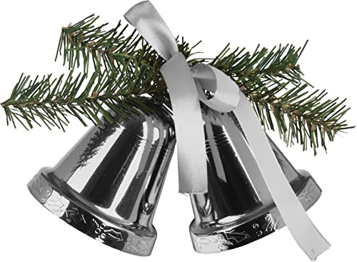 XXL-Weihnachtskugeln Christbaumkugeln für den Außenbereich, frostsicher und wetterfest (Glocke 10 cm - 1 Paar, Silber) von MIK funshopping