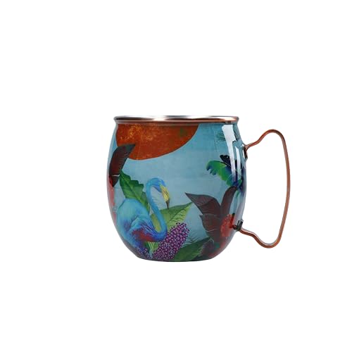 MIKASA x Sarah Arnett Moscow Mule Mug - Edelstahlbecher für Cocktails - 450 ml - doppelwandiger Becher mit Flamingo-Druck für Unterhaltung & Hausbar von MIKASA