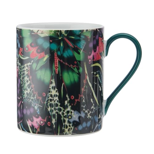 MIKASA x Sarah Arnett Porzellan-Tasse, bedruckte Tasse für Tee und Kaffee, einzigartige Tasse zum Verschenken, Schmetterlingsdruck, 350 ml, spülmaschinenfest von MIKASA