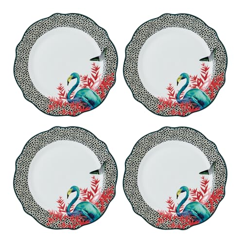 MIKASA x Sarah Arnett Speiseteller, Porzellan, Essteller-Set, runde Teller mit lebendigem Druck und gewelltem Rand, 27 cm, spülmaschinenfest, 4 Stück von MIKASA