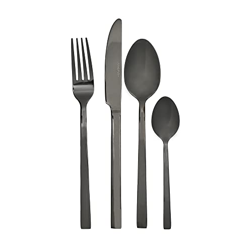 Mikasa C000390 Besteckset, Edelstahl, Schwarz, 16-teilig von MIKASA